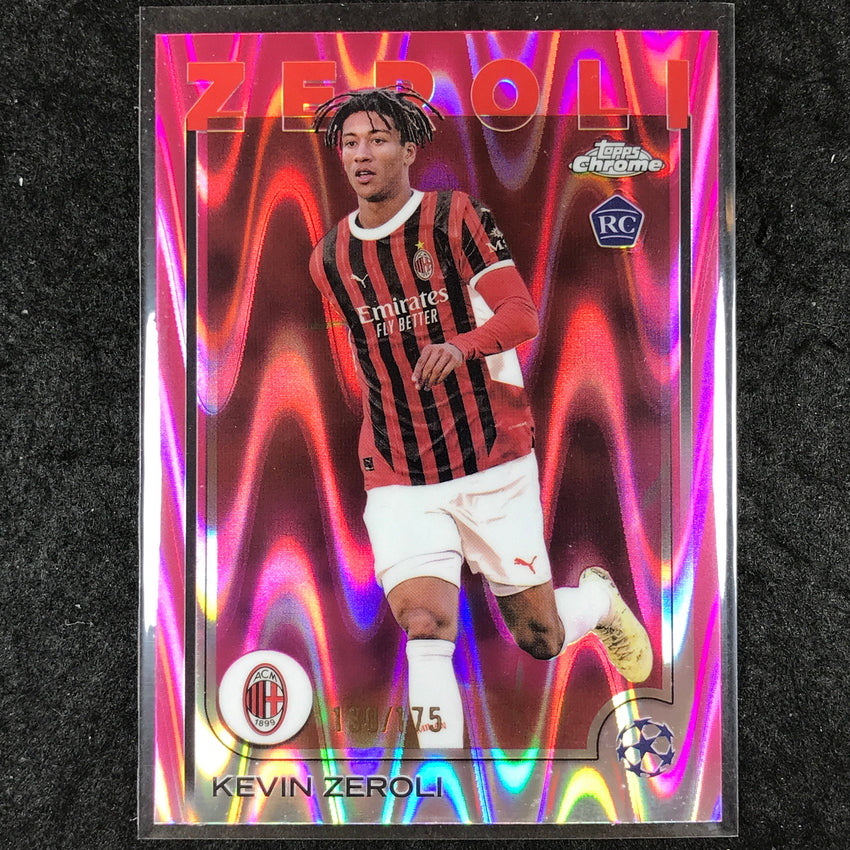 2024-25 Topps Chrome UEFA Club Comp KEVIN ZEROLI Rookie Pink RayWave /175 #34