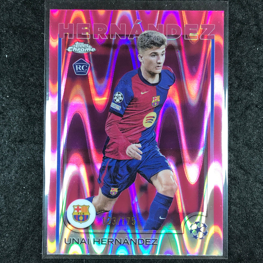 2024-25 Topps Chrome UEFA Club Comp UNAI HERNANDEZ Rookie Pink RayWave /175 #52