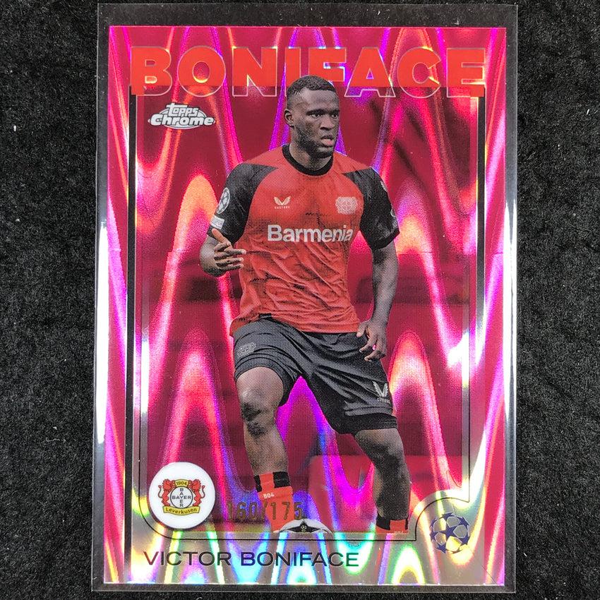 2024-25 Topps Chrome UEFA Club Comp VICTOR BONIFACE Neon Pink RayWave /175 #54