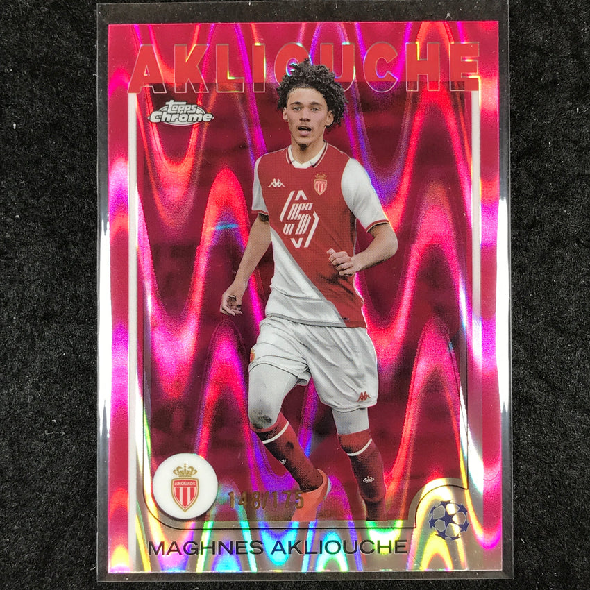 2024-25 Topps Chrome UEFA Club Comp MAGHNES AKLIOUCHE Neon Pink RayWave /175 #64