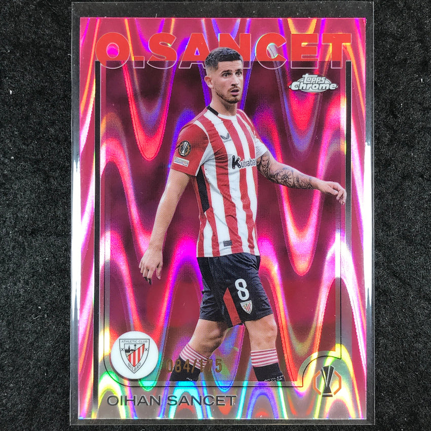 2024-25 Topps Chrome UEFA Club Comp OIHAN SANCET Base Neon Pink RayWave /175 #72