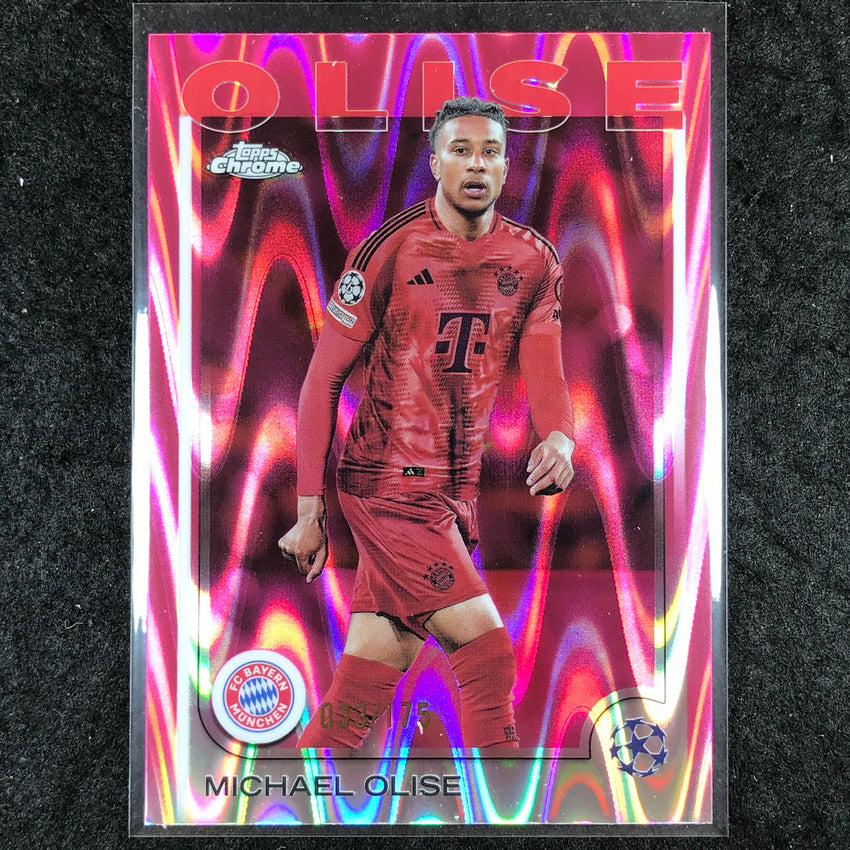 2024-25 Topps Chrome UEFA Club Comp MICHAEL OLISE Neon Pink RayWave /175 #81