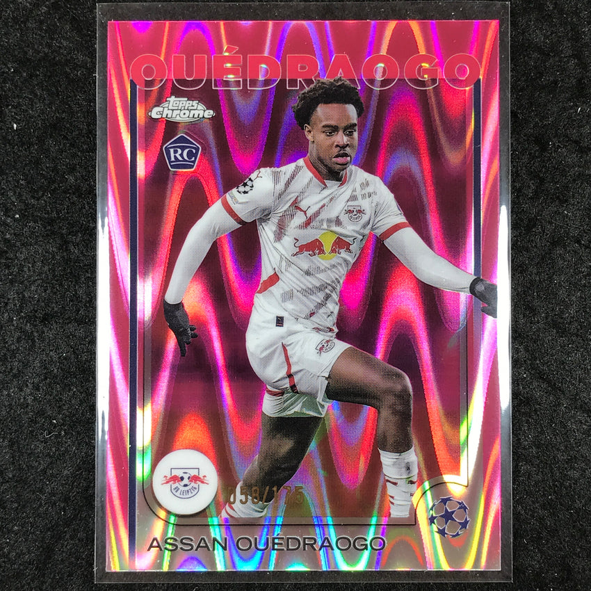 2024-25 Topps Chrome UEFA Club Comp ASSAN OUEDRAOGO Rookie Neon Pink /175 #83