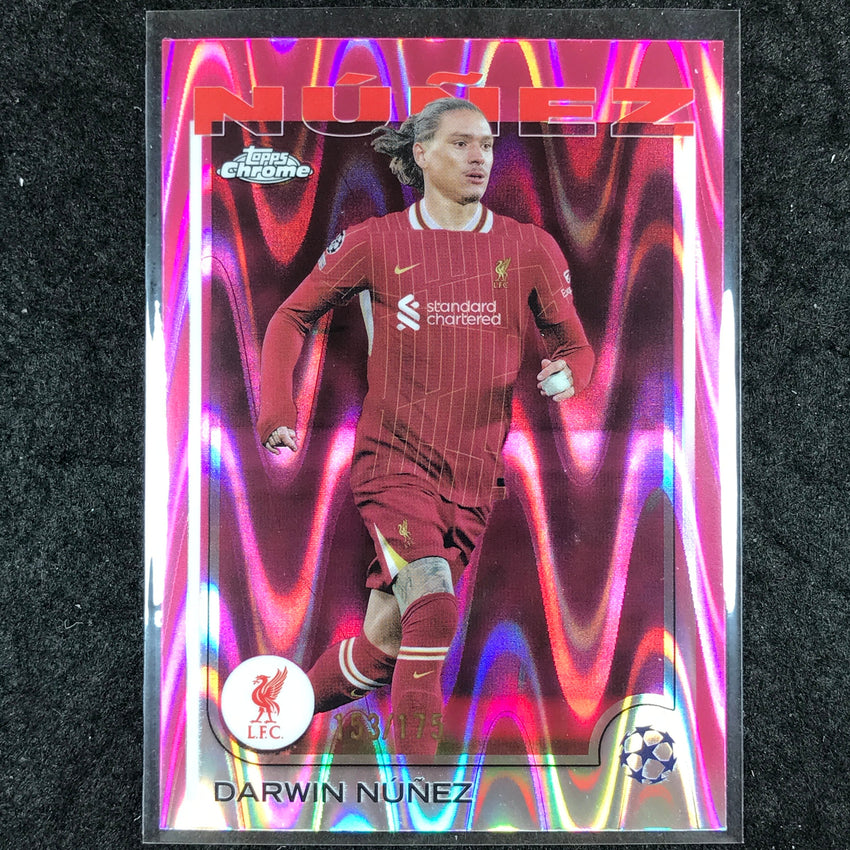 2024-25 Topps Chrome UEFA Club Comp DARWIN NUNEZ Base Neon Pink RayWave /175 #89