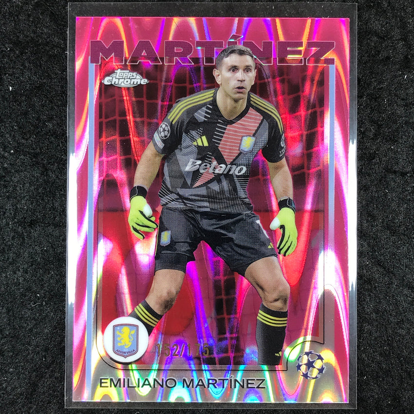 2024-25 Topps Chrome UEFA Club Comp EMILIANO MARTINEZ Neon Pink RayWave /175