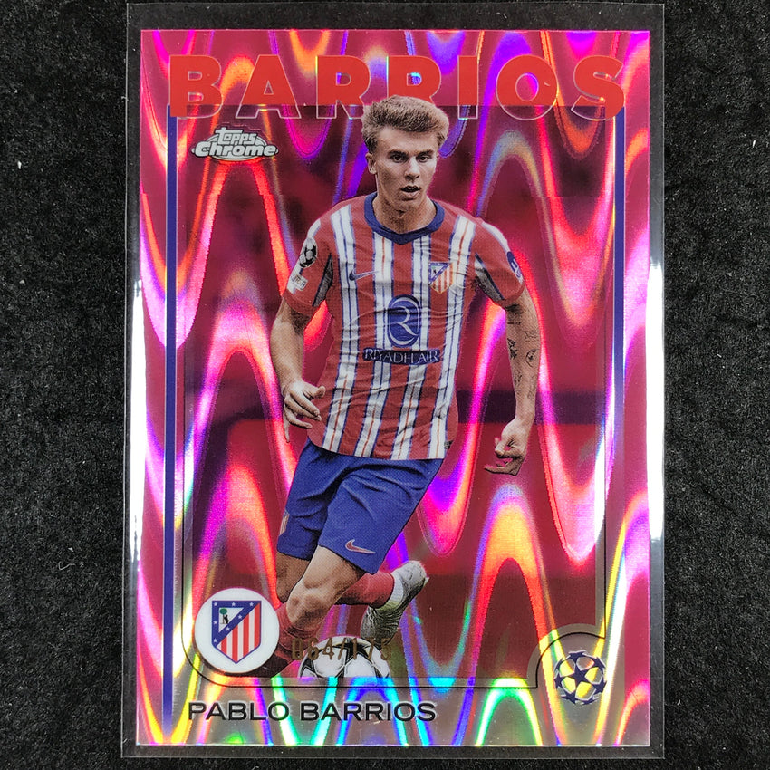 2024-25 Topps Chrome UEFA Club Comp PABLO BARRIOS Neon Pink RayWave /175 #123