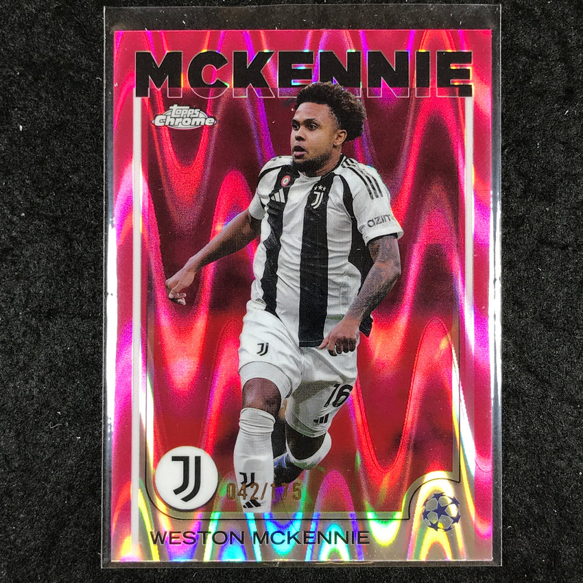 2024-25 Topps Chrome UEFA Club Comp WESTON MCKENNIE Neon Pink RayWave /175 #160