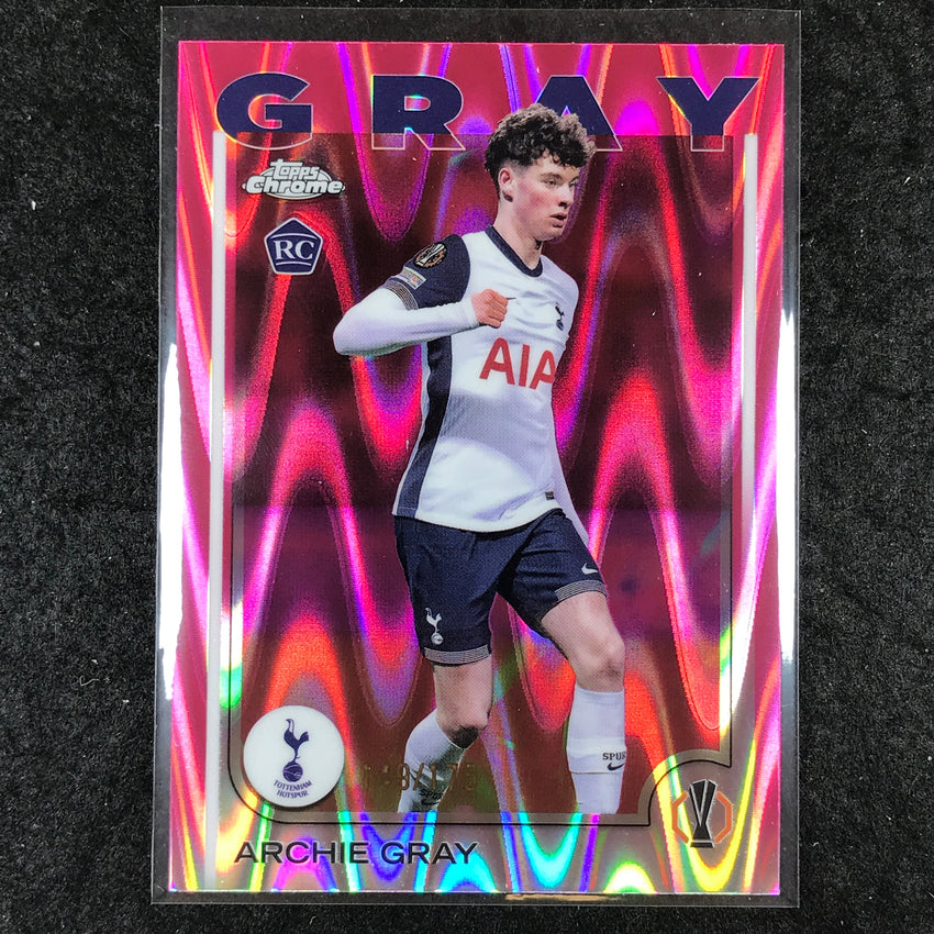 2024-25 Topps Chrome UEFA Club Comp ARCHIE GRAY Rookie Pink RayWave /175 #170