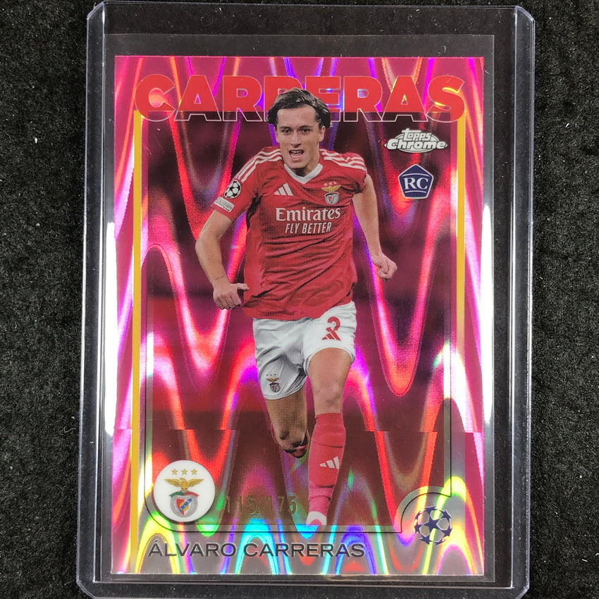 2024-25 Topps Chrome UEFA Club Comp ALVARO CARRERAS Rookie Neon Pink /175 #181