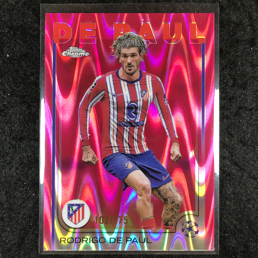 2024-25 Topps Chrome UEFA Club Comp RODRIGO DE PAUL Neon Pink RayWave /175 #192