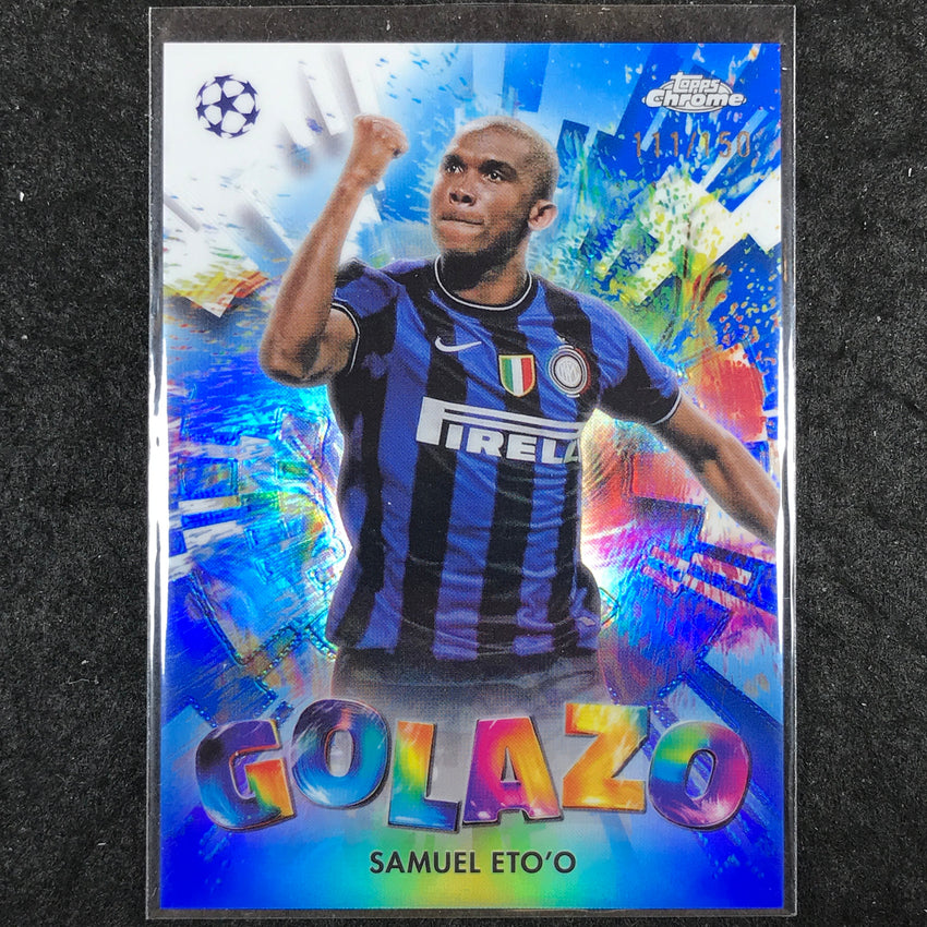 2024-25 Topps Chrome UEFA Club Comp SAMUEL ETO'O Golazo Blue /150 #13