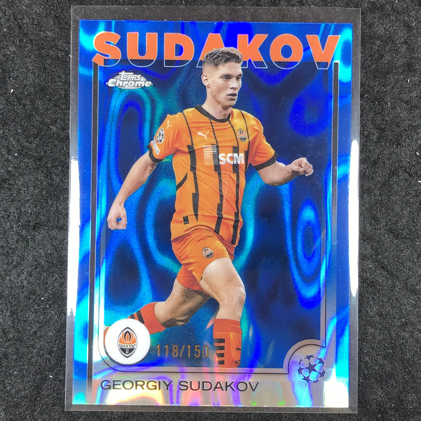 2024-25 Topps Chrome UEFA Club Comp GEORGIY SUDAKOV Base Blue Lava /150 #119