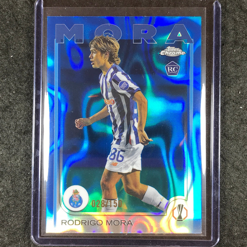 2024-25 Topps Chrome UEFA Club Comp RODRIGO MORA Rookie Base Blue Lava /150 #137