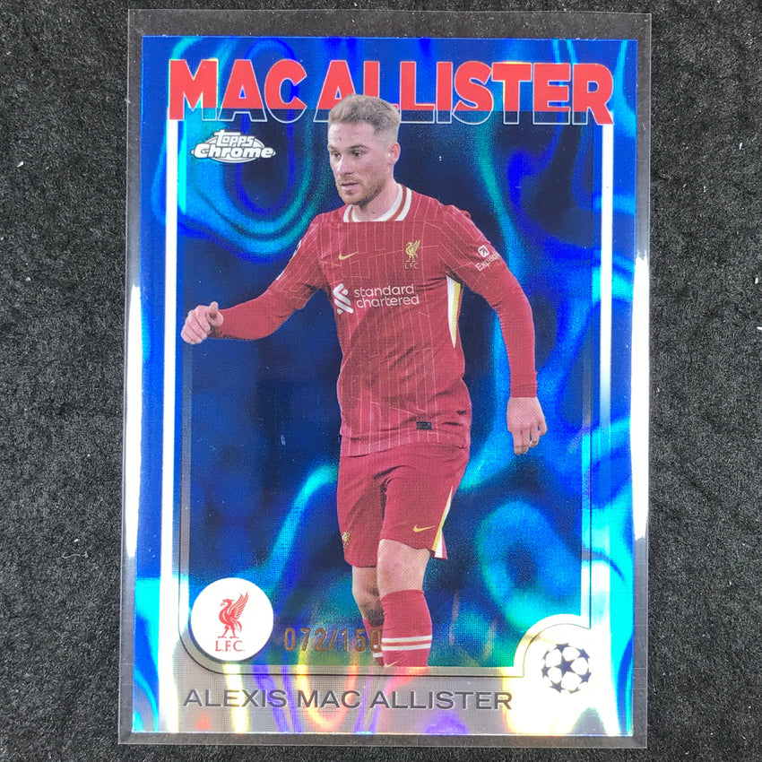 2024-25 Topps Chrome UEFA Club Comp ALEXIS MAC ALLISTER Base Blue Lava /150 #182