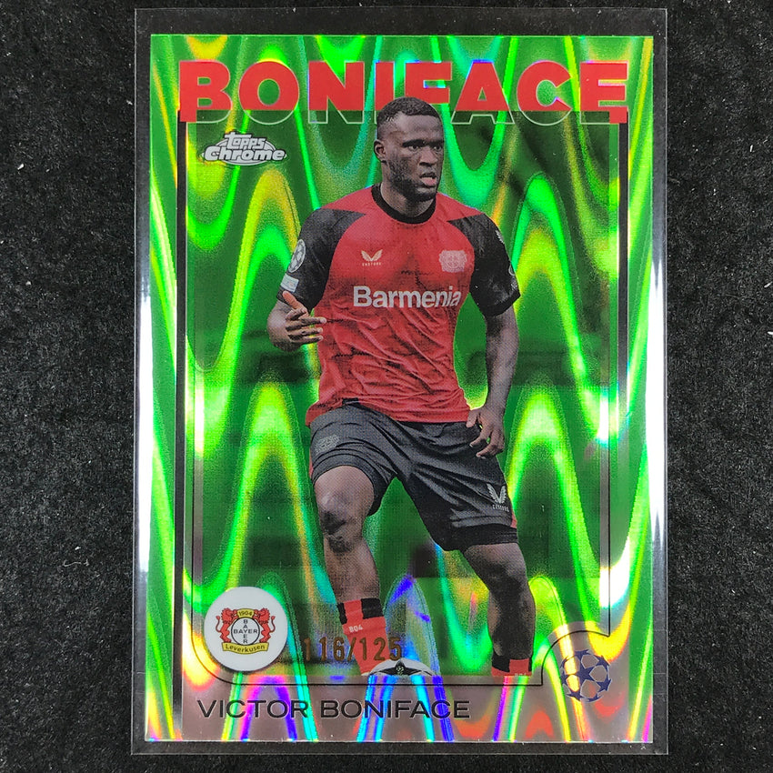 2024-25 Topps Chrome UEFA Club Comp VICTOR BONIFACE Neon Green RayWave /125 #54