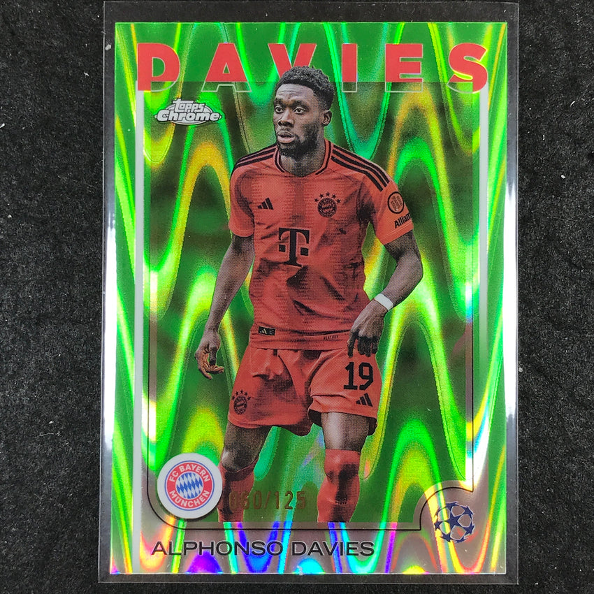 2024-25 Topps Chrome UEFA Club Comp ALPHONSO DAVIES Neon Green RayWave /125 #96
