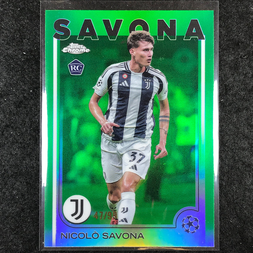 2024-25 Topps Chrome UEFA Club Comp NICOLO SAVONA Rookie Base Green 47/99 #46
