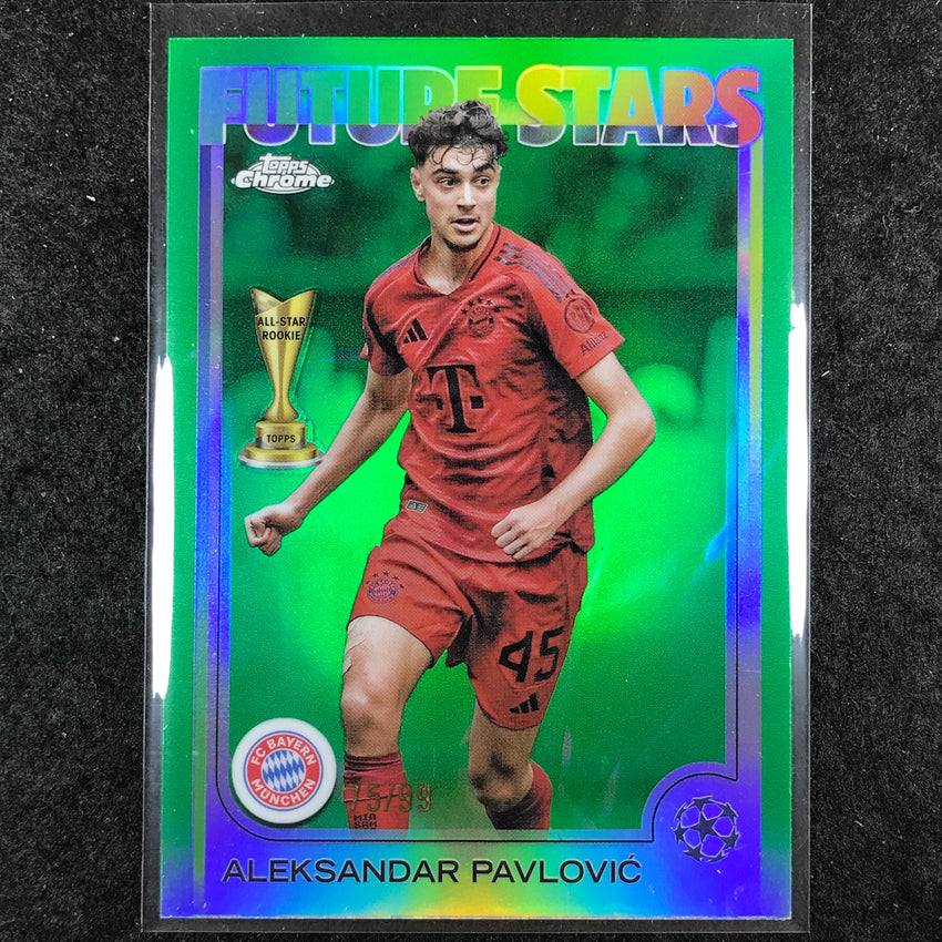 2024-25 Topps Chrome UEFA Club Comp ALEKSANDAR PAVLOVIC Future Stars Green 75/99