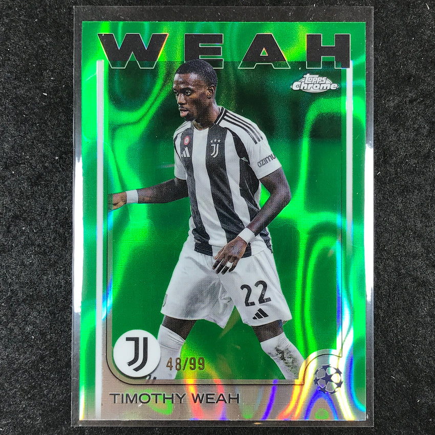 2024-25 Topps Chrome UEFA Club Comp TIMOTHY WEAH Base Green Lava 48/99 #88