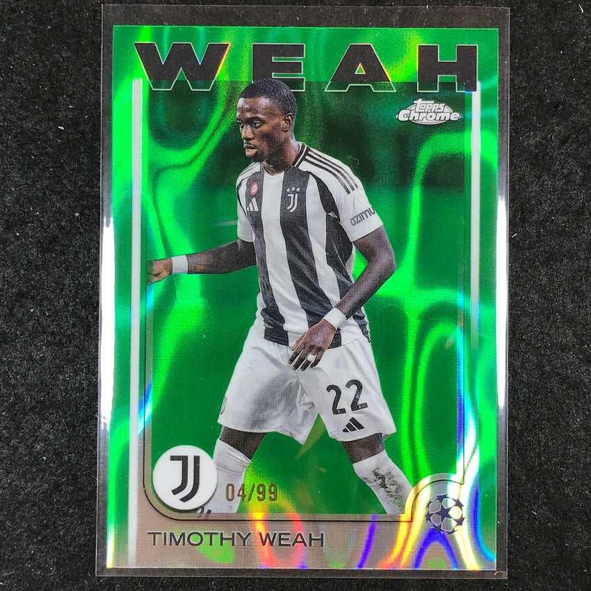 2024-25 Topps Chrome UEFA Club Comp TIMOTHY WEAH Base Green Lava 4/99 #88