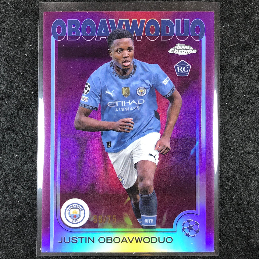 2024-25 Topps Chrome UEFA Club Comp JUSTIN OBOAVWODUO Rookie Magenta 59/75 #144