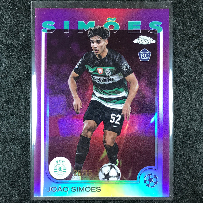 2024-25 Topps Chrome UEFA Club Comp JOAO SIMOES Rookie Base Magenta 26/75 #156
