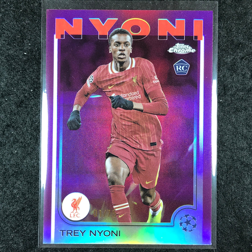 2024-25 Topps Chrome UEFA Club Comp TREY NYONI Rookie Base Magenta 1/75 #190