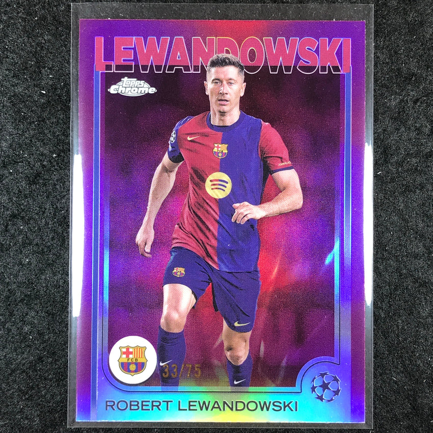 2024-25 Topps Chrome UEFA Club Comp ROBERT LEWANDOWSKI Base Magenta 33/75 #200