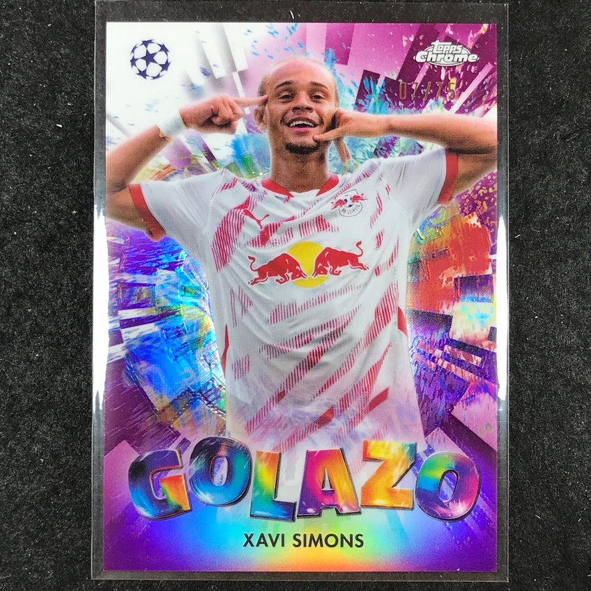 2024-25 Topps Chrome UEFA Club Comp XAVI SIMONS Golazo Magenta 7/75 #14