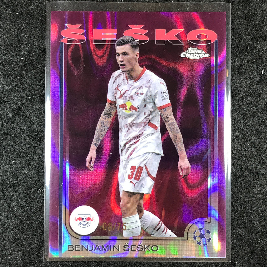 2024-25 Topps Chrome UEFA Club Comp BENJAMIN SESKO Base Magenta Lava 8/75 #95
