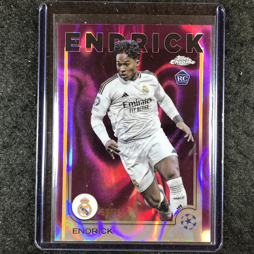 2024-25 Topps Chrome UEFA Club Comp ENDRICK Rookie Base Magenta Lava 59/75 #100