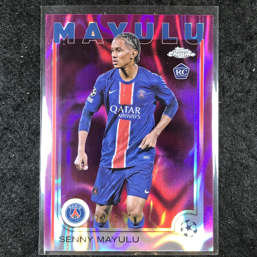 2024-25 Topps Chrome UEFA Club Comp SENNY MAYULU Rookie Magenta Lava 72/75 #173