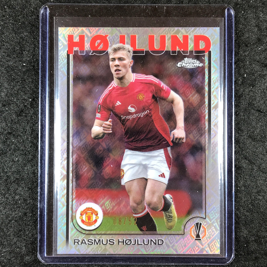 2024-25 Topps Chrome UEFA Club Comp RASMUS HOJLUND Base Toppsfractor 8/52 #184