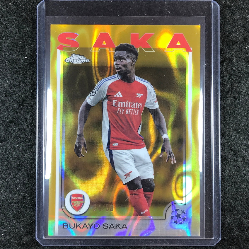 2024-25 Topps Chrome UEFA Club Comp BUKAYO SAKA Base Gold Lava 24/50 #77