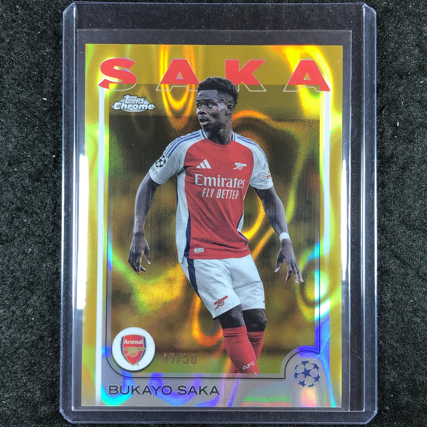 2024-25 Topps Chrome UEFA Club Comp BUKAYO SAKA Base Gold Lava 47/50 #77