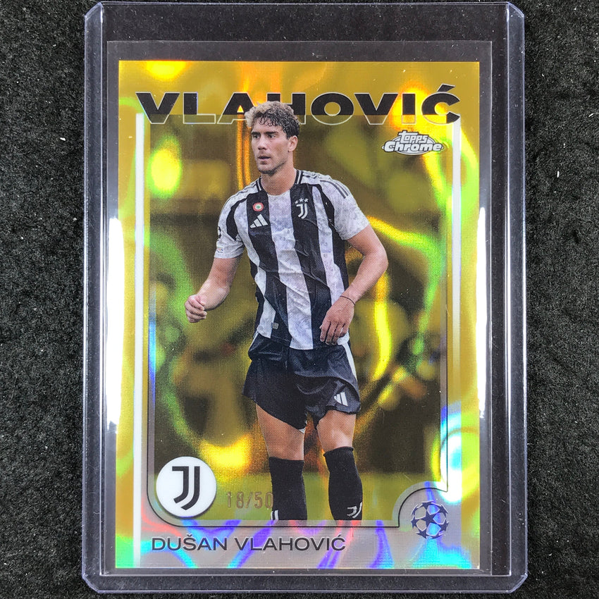 2024-25 Topps Chrome UEFA Club Comp DUSAN VLAHOVIC Base Gold Lava 18/50 #176