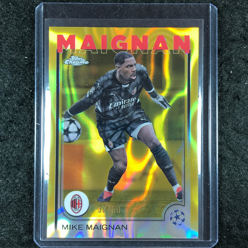 2024-25 Topps Chrome UEFA Club Comp MIKE MAIGNAN Base Gold Lava 37/50 #198