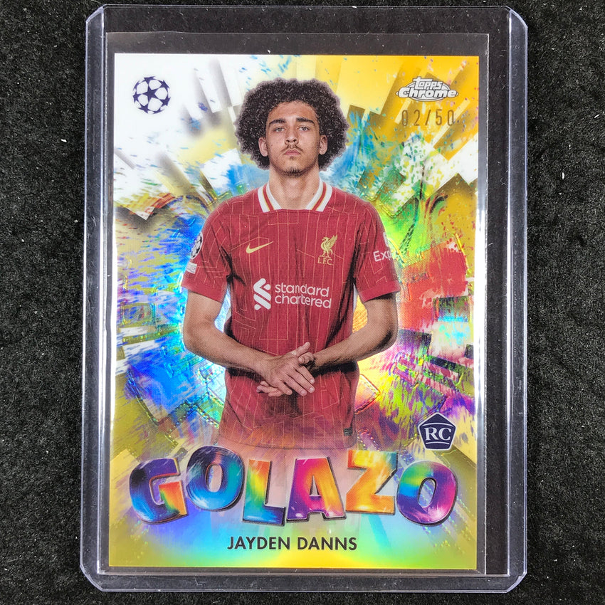 2024-25 Topps Chrome UEFA Club Comp JAYDEN DANNS Golazo Rookie Gold 2/50 #6