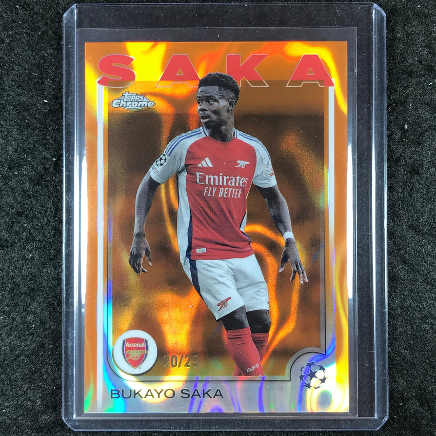 2024-25 Topps Chrome UEFA Club Comp BUKAYO SAKA Base Orange Lava 20/25 #77