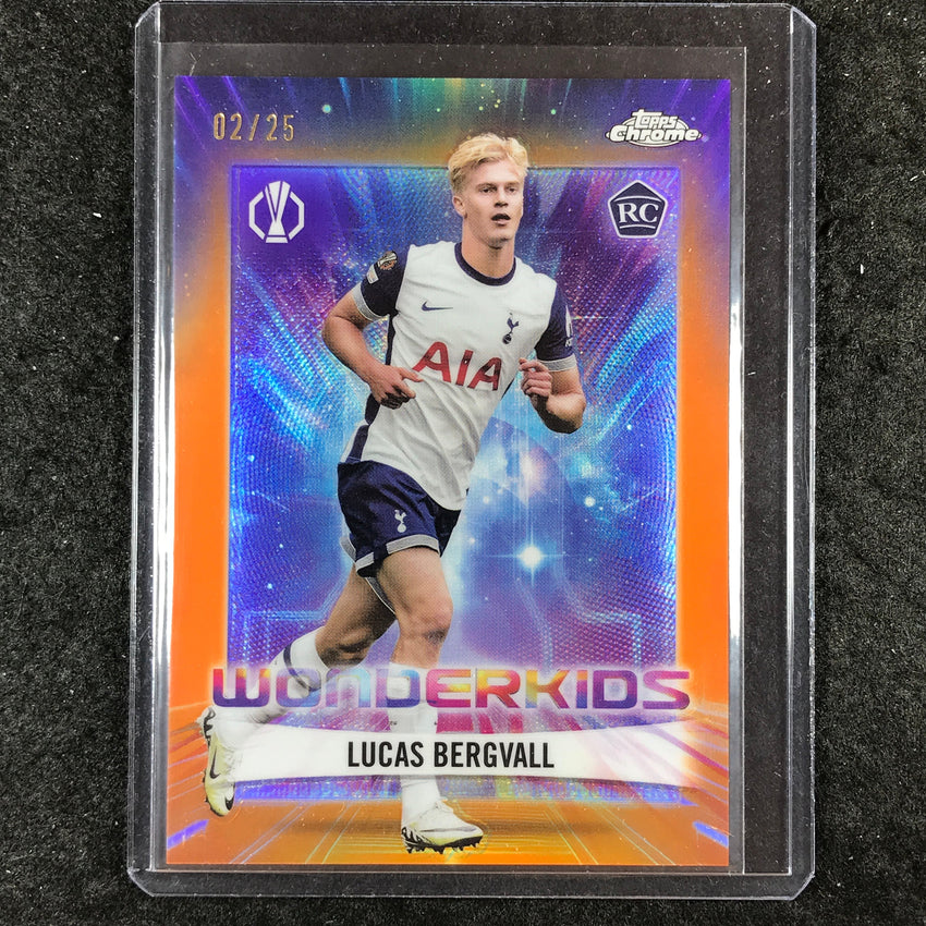 2024-25 Topps Chrome UEFA Club Comp LUCAS BERGVALL Wonderkids Rookie Orange 2/25