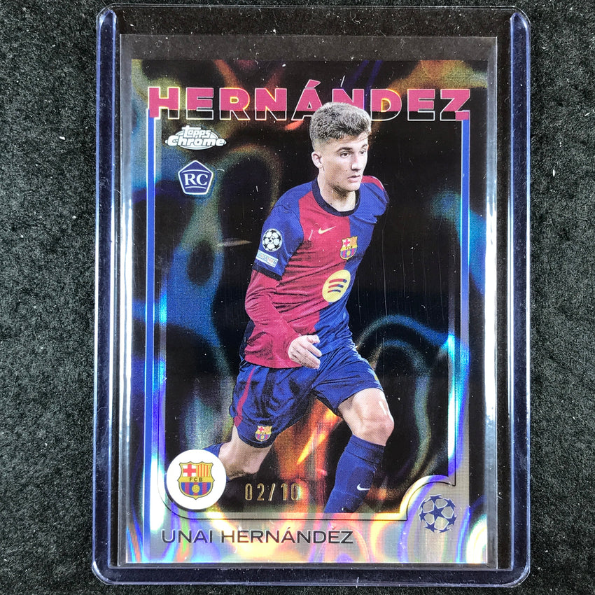 2024-25 Topps Chrome UEFA Club Comp UNAI HERNANDEZ Rookie Base Black Lava 2/10