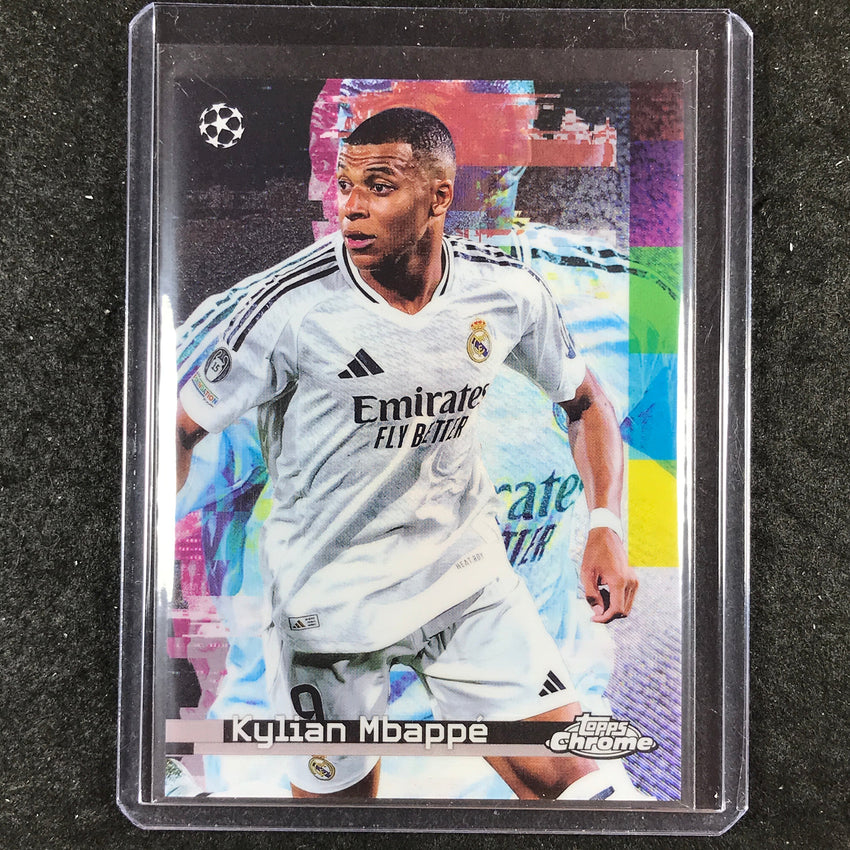 2024-25 Topps Chrome UEFA Club Comp KYLIAN MBAPPE White Noise SSP #9