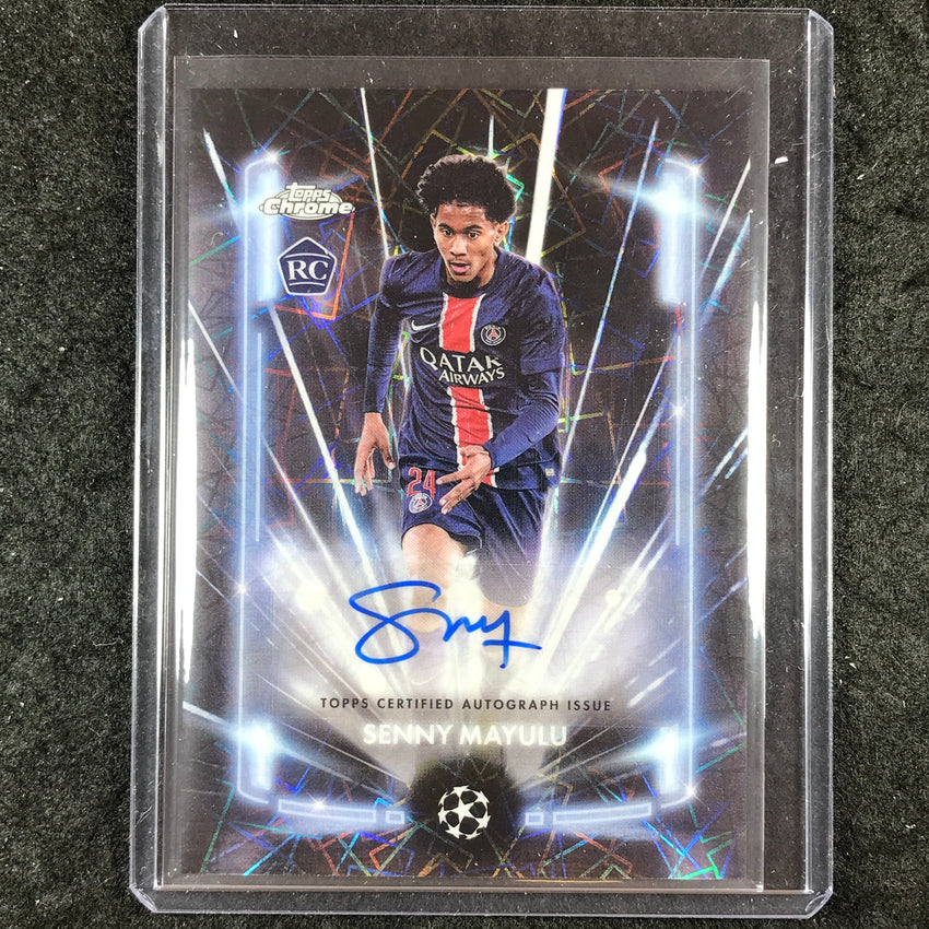 2024-25 Topps Chrome UEFA Club Comp SENNY MAYULU Black Lazer Rookie Auto #SM