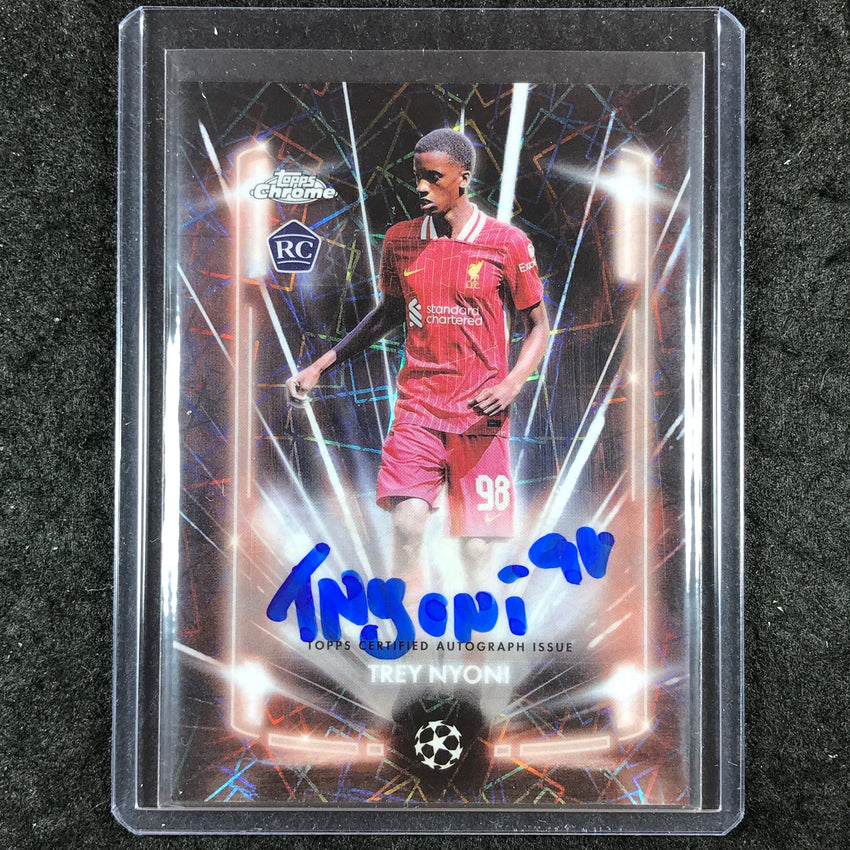 2024-25 Topps Chrome UEFA Club Comp TREY NYONI Black Lazer Rookie Auto Base #TN