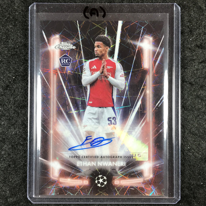 2024-25 Topps Chrome UEFA Club Comp ETHAN NWANERI Black Lazer Rookie Auto #EN(A)