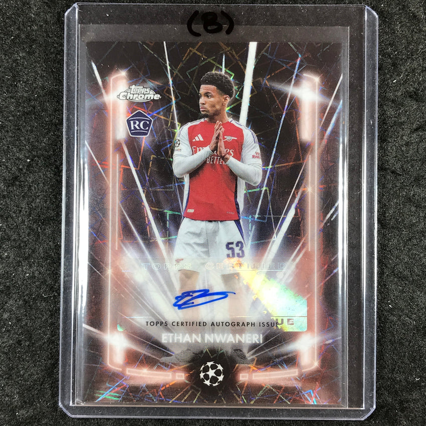 2024-25 Topps Chrome UEFA Club Comp ETHAN NWANERI Black Lazer Rookie Auto #EN(B)