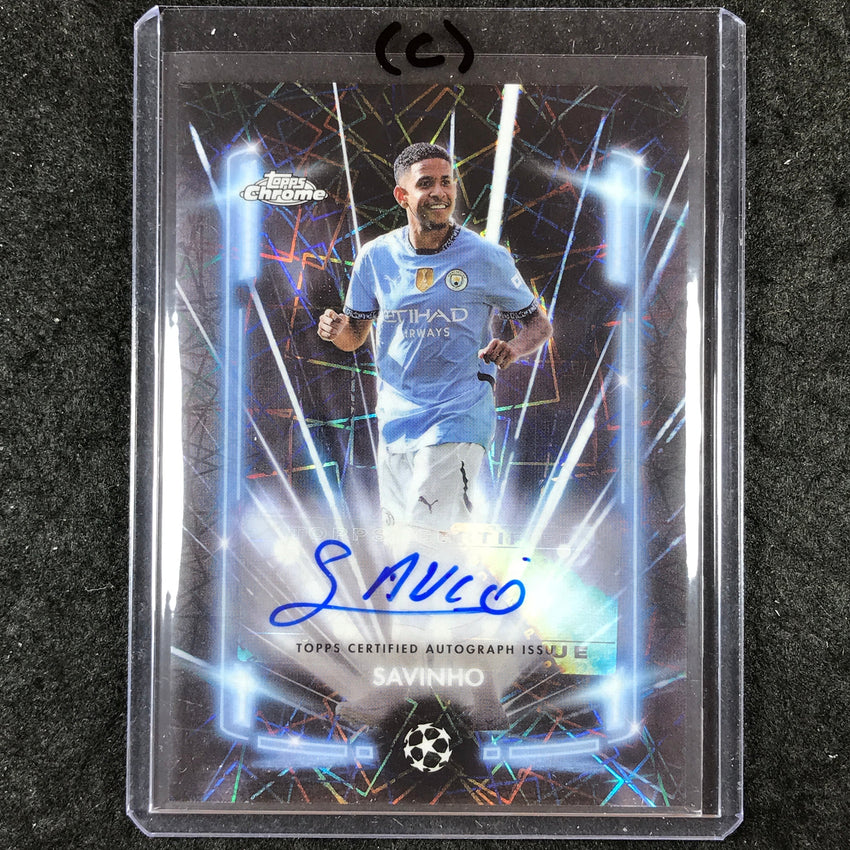 2024-25 Topps Chrome UEFA Club Comp SAVINHO Black Lazer Auto Base #SV (C)
