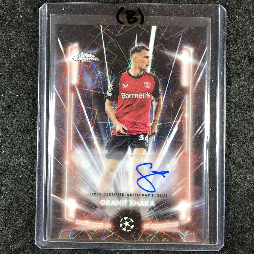 2024-25 Topps Chrome UEFA Club Comp GRANIT XHAKA Black Lazer Auto Base #GX (B)