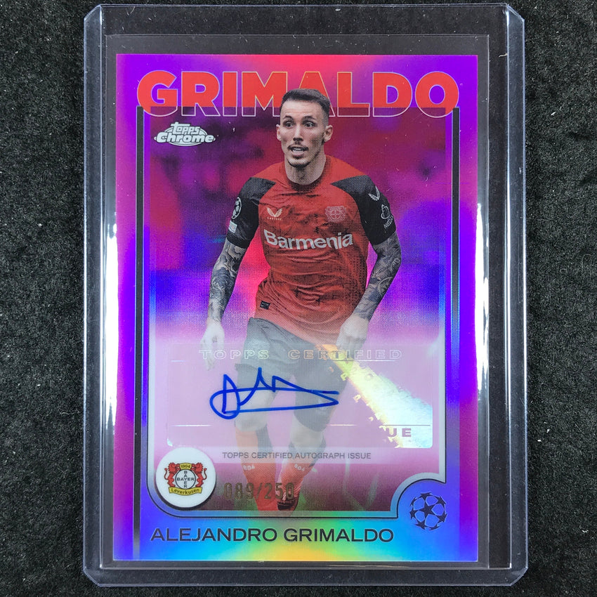 2024-25 Topps Chrome UEFA Club Comp ALEJANDRO GRIMALDO Chrome Auto Pink 89/250