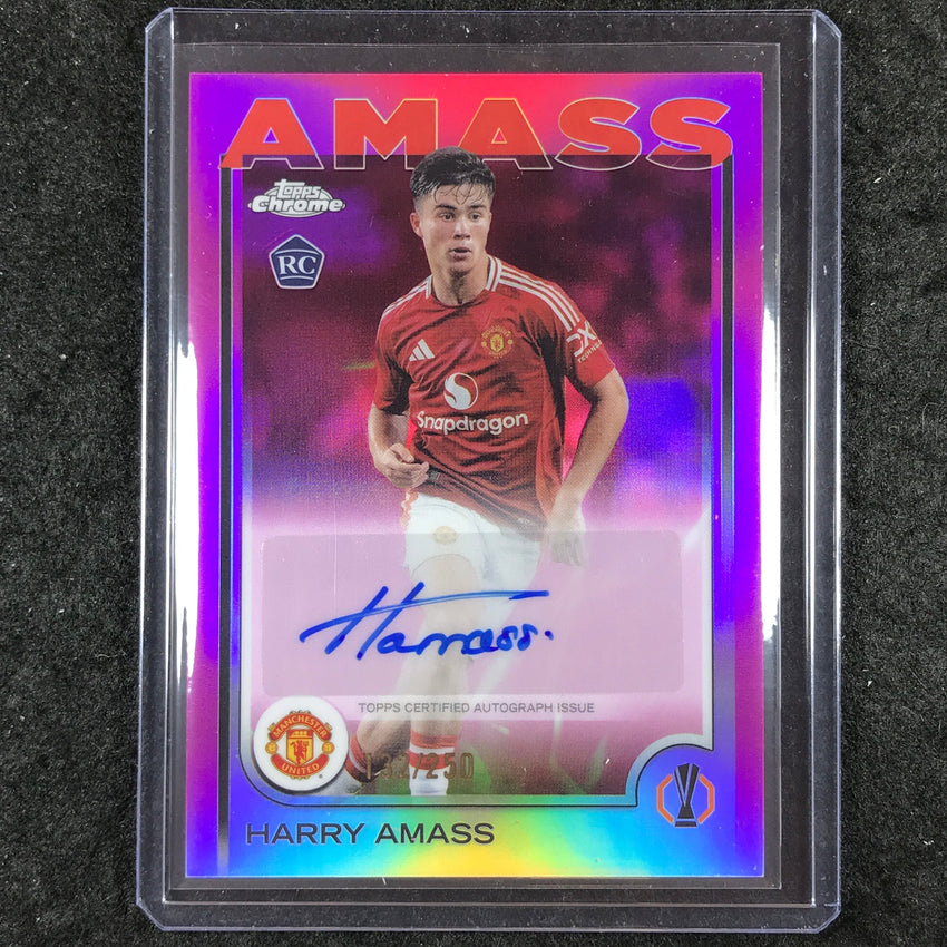 2024-25 Topps Chrome UEFA Club Comp HARRY AMASS Chrome Rookie Auto Pink 132/250